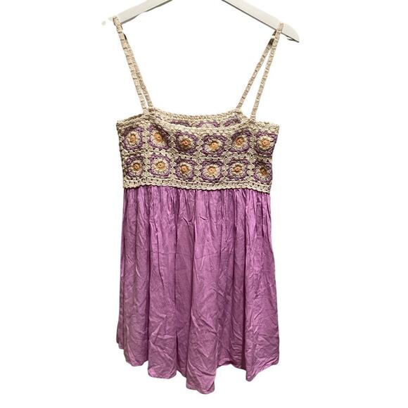 ASOS crochet mini sundress flowy purple top size 4 - Picture 1 of 7